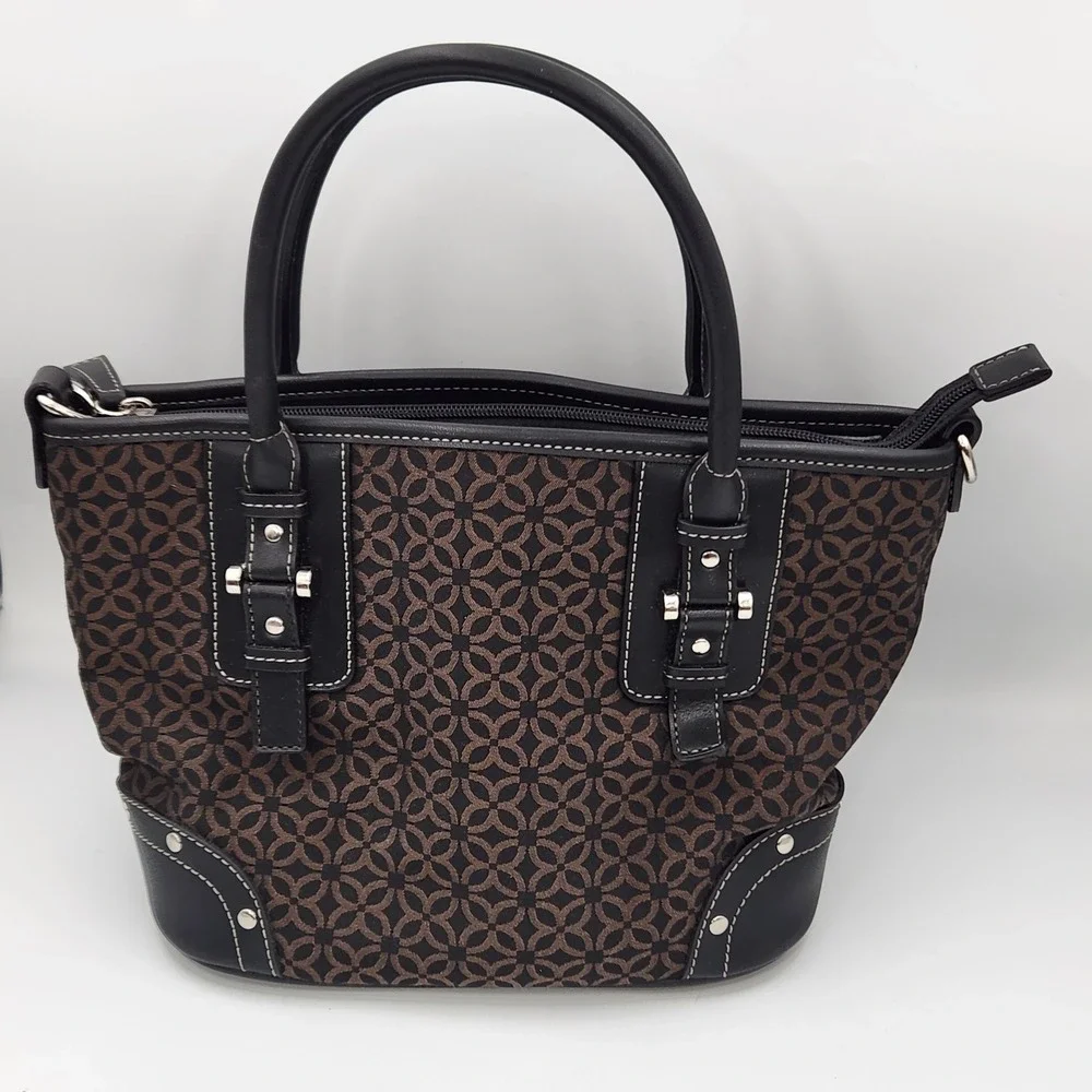 Relic Satchel Purse Brown and‎ Black Faux Leather Handbag RL5987 12x8x5
